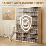 Meuble de rangement 1032 CDs / 594 DVDs, étagère multimédia, 24 compartiments et 18 étagères ajustables, chêne