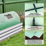 Serre de jardin tunnel 5 fenêtres enroulables bâche PE 140 g/㎡ métal époxy 300 x 80 x 45 cm vert