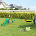 Balançoire Portique Enfants 5 en 1 avec Toboggan, 3 Balançoire, Face à Face, Hauteur Réglable, 3-8 ans, Multicolore