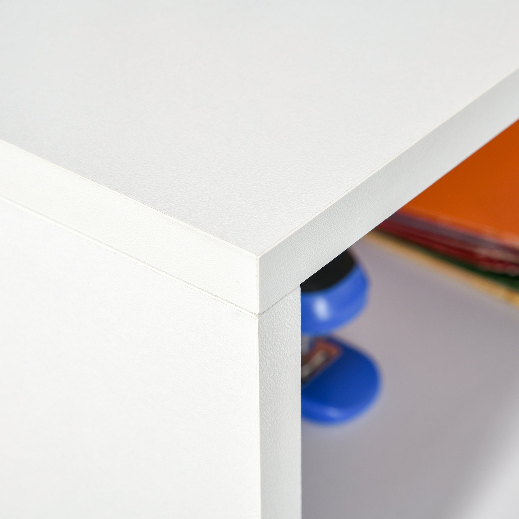 Support d'imprimante organiseur bureau caisson placard porte 3 niches + grand plateau panneaux particules blanc