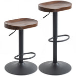 Tabourets de Bar Lot de 2 Réglables Pivotants Chaises de Cuisine avec Siège en Bois d'Orme Marron Foncé