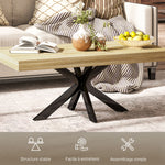 Table Basse rectangulaire table d'appoint Style Industriel en métal Noir et Plateau aspect Bois - dim. 110 x 60 x 45cm