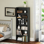 Bibliothèque étagère de rangement 6 niveaux avec étagères réglables pour salon, chambre, bureau, 60x24x158,5cm, noir