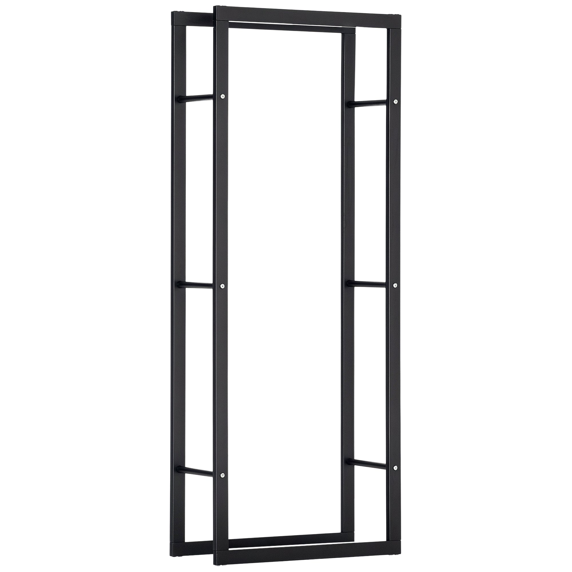 Kaminholzregal Holzregal Brennholzregal für innen und außen, max. Traglast 100 kg, Maße 60L x 25B x 150H cm, Metall schwarz