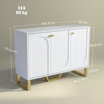 Buffet de salon avec placard à portes et étagère réglable, 106,5 x 35 x 77,5 cm, blanc
