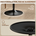 Table à manger ronde 70 cm pour 2 personnes avec plateau en placage de bois massif et piétement en acier marron