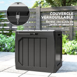 Coffre de rangement exterieur 121L, coffre de jardin avec poignées, conteneur étanche, 56 x 45 x 53 cm, noir