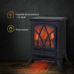 Cheminée électrique sur pied 1000/2000 W, fausse cheminée décorative avec effet flamme LED, protection contre la surchauffe, zone de couverture 15-30 m², noir