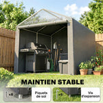 Abri de jardin tente de stockage imperméable abri moto porte enroulable fermeture éclair, 160 x 218 x 172 cm, gris clair
