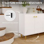 Buffet salon meuble de rangement avec étagères réglables, placards à portes, 140 x 35 x 77,5 cm, blanc