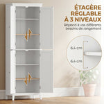 Meuble de Salle de Bain, Meuble de Rangement, Colonne Salle de Bain avec 4 Portes et Étagères Réglables, Blanc