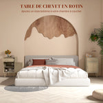 Table de chevet avec placard et étagère porte rotin tissé 1 tiroir design bohème - 40 x 40 x 68,5 cm naturel