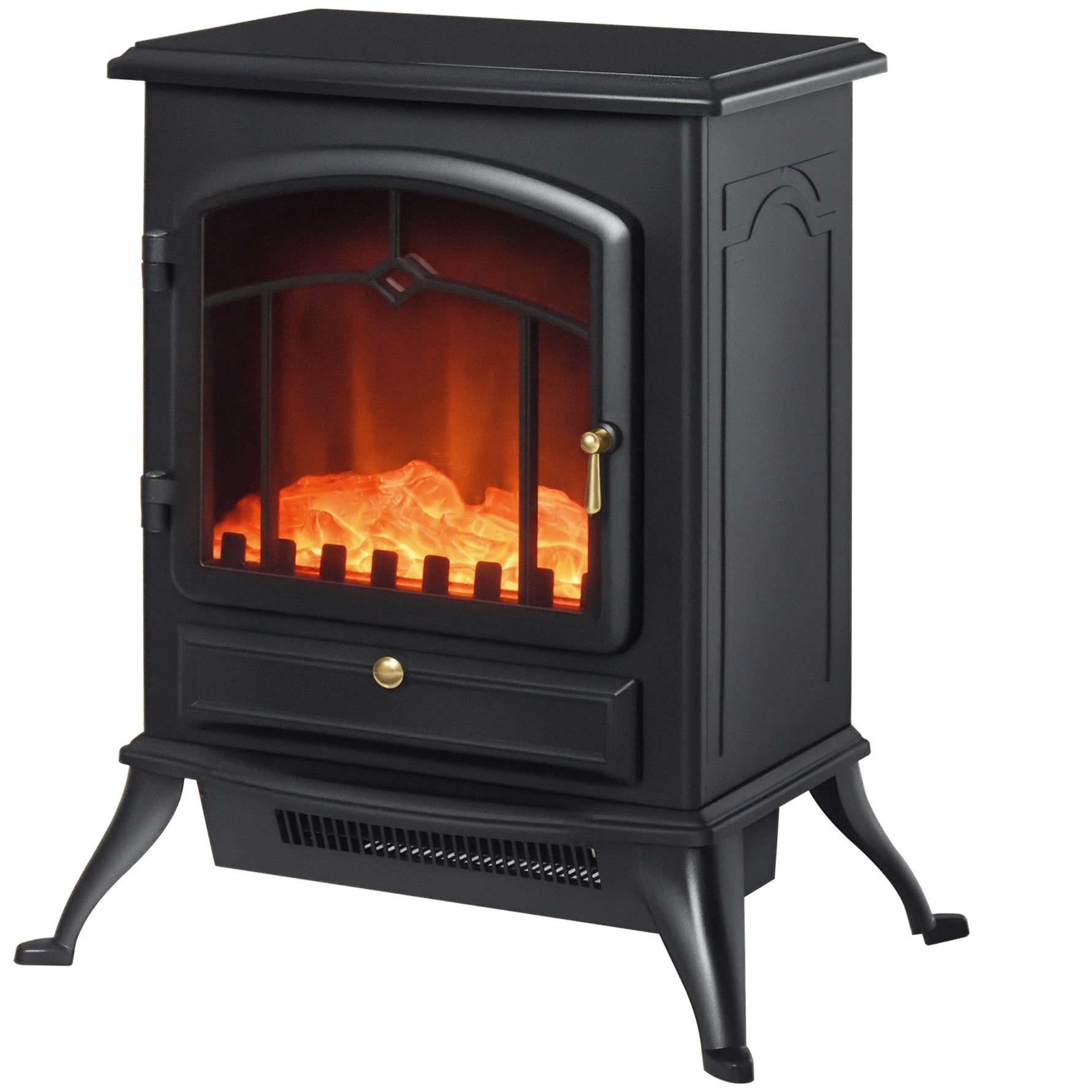 Cheminée électrique à Effet de Flamme poêle Style rétro Thermostat 1000/2000 W Anti surchauffe Noir