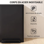 Poubelle cuisine 50L, poubelle à pédale, seau intérieur amovible, couvercle à fermeture douce, 41,7x36,6x62cm, noir