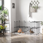 Cage parc clôture pour animaux domestiques enclos pour petits animaux 146 x 73 x 73 cm modulable 2 niveaux 36 panneaux bords arrondis fil en acier noir