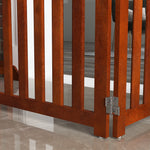 Barrière de sécurité chien pliable double face en bois, 4 panneaux avec porte, pieds de support, 205 x 60 cm, marron