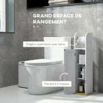 Meuble de salle de bain support papier toilette avec placard et étagères réglables 20 x 20 x 80 cm blanc