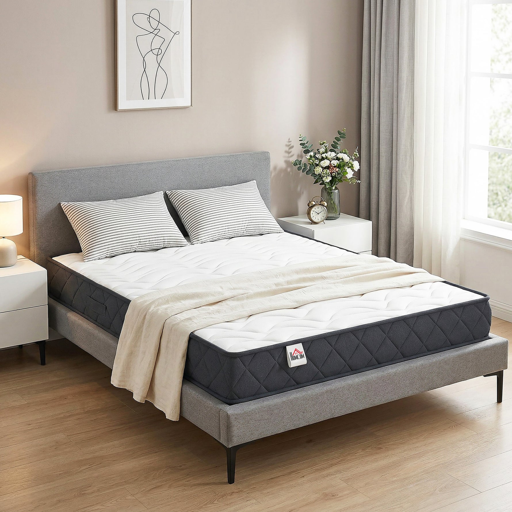 Matelas 140x190cm, matelas 2 personnes, mousse à mémoire de forme, 20cm d'épaisseur, certifié Oeko-Tex, fermeté moyenne