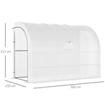 Serre de Jardin adossée avec Étagères 3 Niveaux, Petite Serre de Balcon en Bâche PE 140 g/㎡ 300 x 150 x 213 cm, blanc