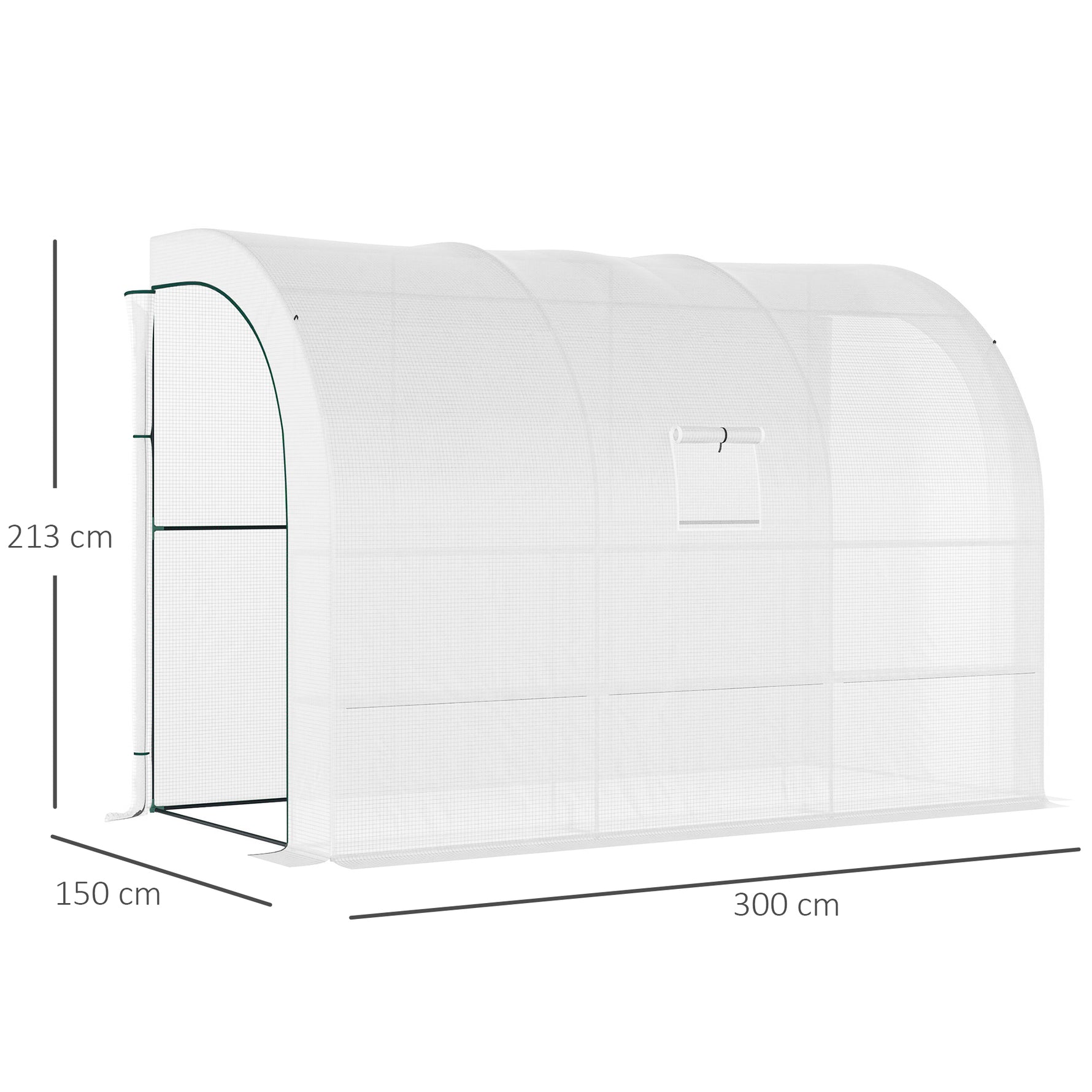 Serre de Jardin adossée avec Étagères 3 Niveaux, Petite Serre de Balcon en Bâche PE 140 g/㎡ 300 x 150 x 213 cm, blanc
