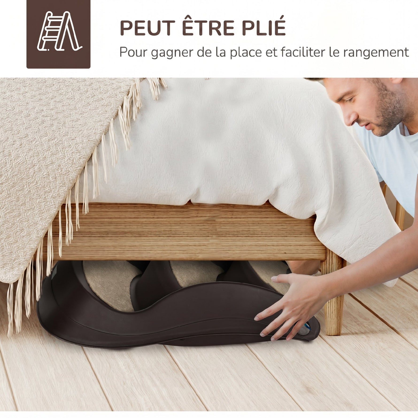 Escalier pour Chien Pliant à 3 Marches Antidérapantes, pour Chiens Âgés, Chiots, Lit, Canapé, 49x38x38cm, Marron