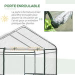 Serre de jardin avec étagères 3 niveaux, serre de balcon, châssis en acier, porte zippée enroulable, pour légumes plantes fleurs, intérieur et extérieur, 143x143x195cm, transparent