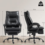 Chaise bureau ergonomique fauteuil de bureau en PU soutien lombaire gonflable dossier inclinable hauteur réglable noir