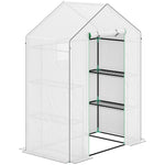 Serre de jardin avec 1 porte 1 fenêtre étagères 3 niveaux pour Légumes Plantes Fleurs Bâche PE 143 x 74 x 190 cm blanc