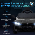 BMW M4 Elektroauto für Kinder 12V mit 2,4G Fernbedienung, Doppelmotor, Hupe, LED-Lichtern, Schwarz