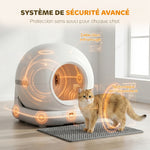 Litière Chat Autonettoyante 72L, Purification Action, Contrôle par App, Protection de Sécurité, 58,1x47,5x53cm, Blanc