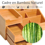Lot de 2 boîtes de Rangement de Bureau - Organiseur de Bureau - 7 Compartiments, 2 tiroirs - Bambou Verni