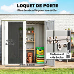 Abri de Jardin - cabane de jardin 1,09 m² - cabanon rangement outils 2 Portes verrouillables - dim. 147L x 86l x 134H cm - tôle d'acier Noir Blanc