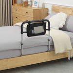 Barra de apoyo para cama, barrera segura, protector, asa ajustable en 5 alturas, bolsillo de almacenamiento, 87Lx51.5Ax45-55H cm