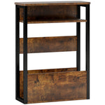 Table d'appoint table de chevet avec étagère à deux niveaux coins arrondis 46l x 18P x 58,5H cm brun rustique-0