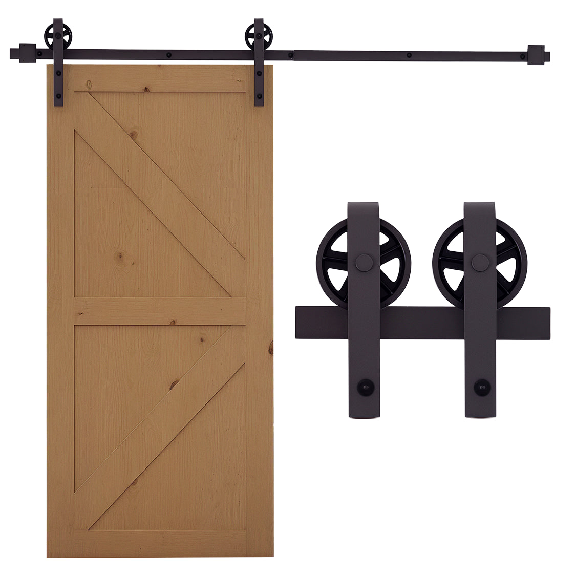 Kit de rail pour porte coulissante quincaillerie grange à porte coulissante en acier au carbone café