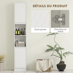 Meuble colonne salle de bain, meuble de rangement avec 2 portes, 2 compartiments ouverts, , 30 x 24 x 170 cm, blanc