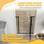 Barrière de sécurité animaux de 104H cm conception haute avec porte chat fermeture automatique système de double verrouillage sans percage de 74 à 80 cm acier noir