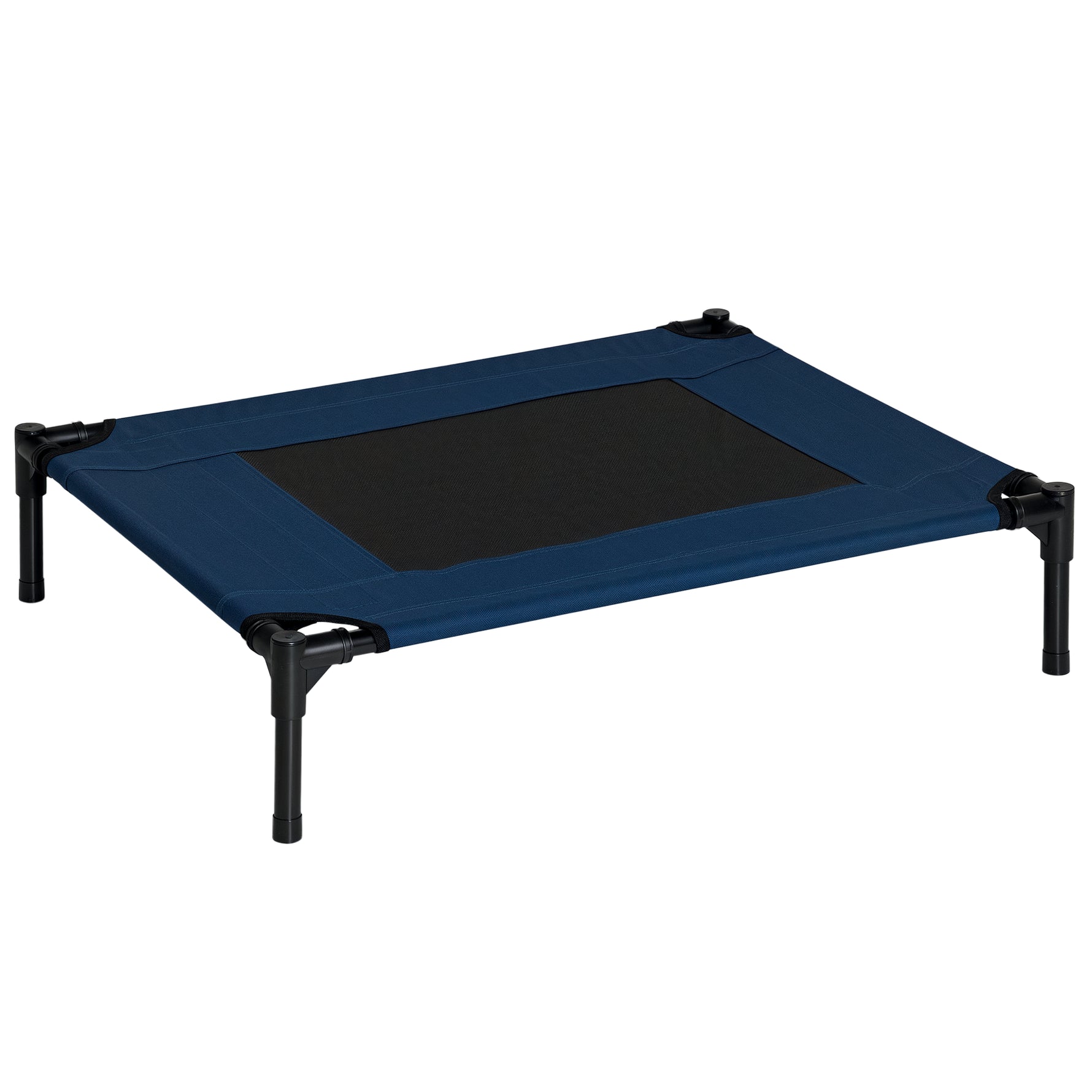 Lit pour chien chat lit de camp grand confort sur pieds tissu oxford textilène micro-perforé 76L x 61l x 18H cm bleu marine noir