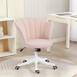 Chaise bureau en velours, chaise coiffeuse avec dossier en pétale, hauteur réglable, 69 x 64 x 80-90 cm, rose