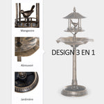 Bain d'oiseaux Abreuvoir pour Oiseaux jardinière 3 en 1 dim. Ø 50 x 113H cm polypropylène bronze antique