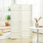 Paravent intérieur en bois 4 panneaux séparateur de pièce pliable pour salon chambre 180 x 180 cm blanc