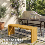 Banc de Jardin en Bois d'Acacia sans Dossier 2 Places, Assise à Lattes Effet Bois, 110x30x45cm, Bois naturel