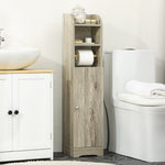 Meuble bas de salle de bain 1 étagère supérieure ouverte 2 compartiments et 1 placard 23 x 18 x 100 cm gris