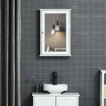 Badezimmer-Wandschrank mit Spiegel - Spiegelschrank - WC-Aufbewahrungsschrank - 1 Tür, 2 Ablagen - Glas MDF Weiß