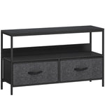 Meuble TV, meuble télé pour téléviseur jusqu'à 47 pouces avec 2 tiroirs et pieds en acier, 98 x 29 x 56 cm, gris foncé