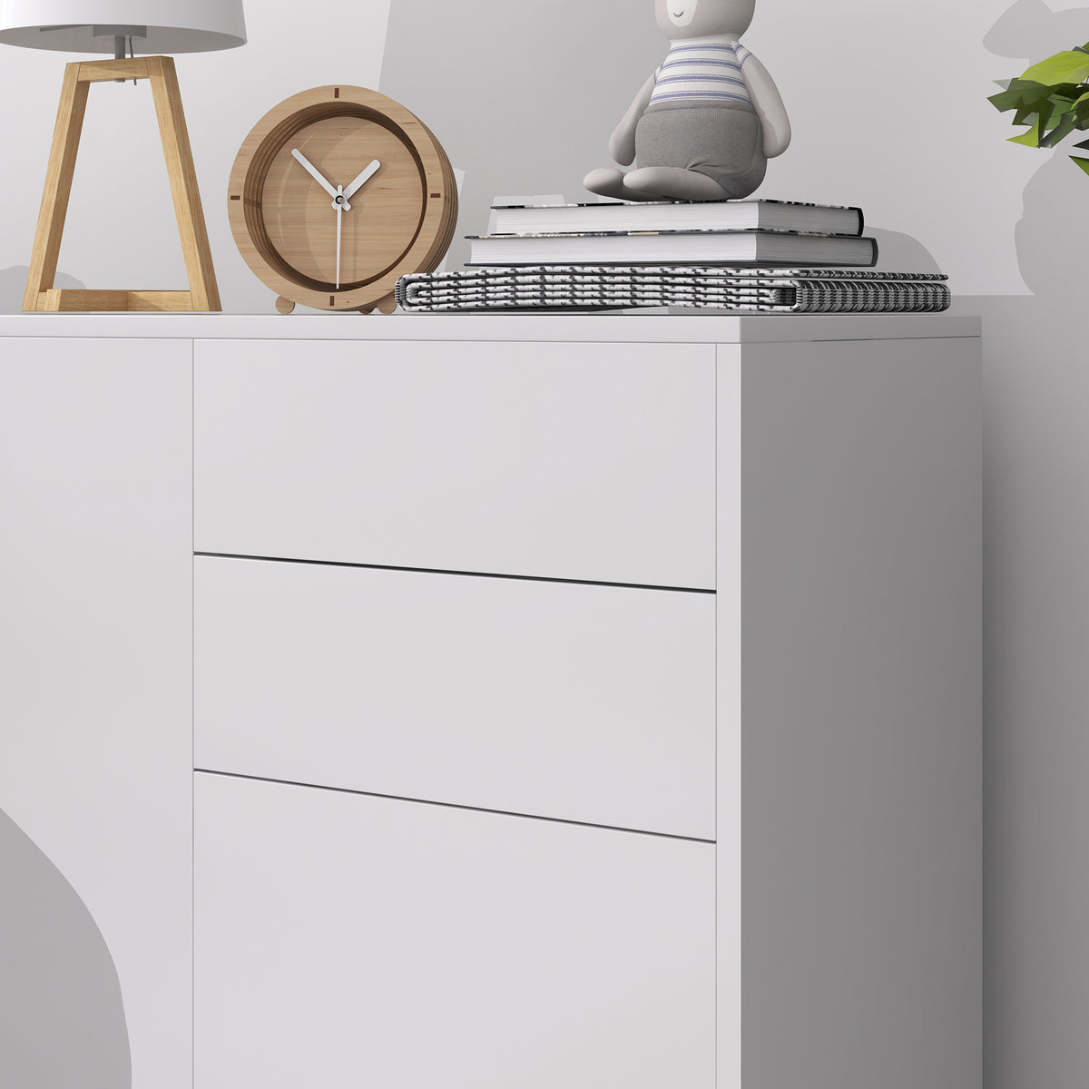 Commode Buffet Meuble de Rangement 2 tiroirs 2 Portes avec étagère 79 x 36 x 74 cm Blanc brillant