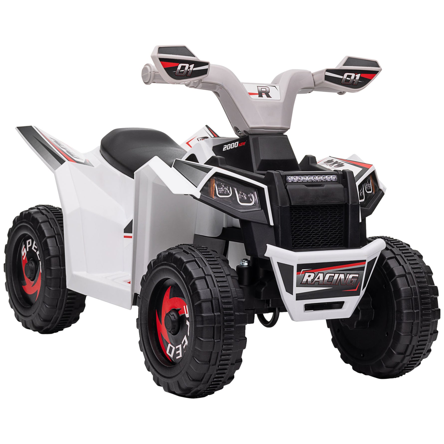 Quad électrique pour enfants véhicule à batterie 6V avec marche avant et arrière 70L x 41,5l x 48,5H cm Blanc
