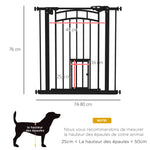 Barrière de sécurité animaux chien porte fermeture automatique sans perçage de 74 à 80 cm acier noir
