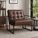 Fauteuil de salon Chesterfield Fauteuil Relax Assise Dossier capitonnés Structure métal Noir revêtement synthétique Chocolat