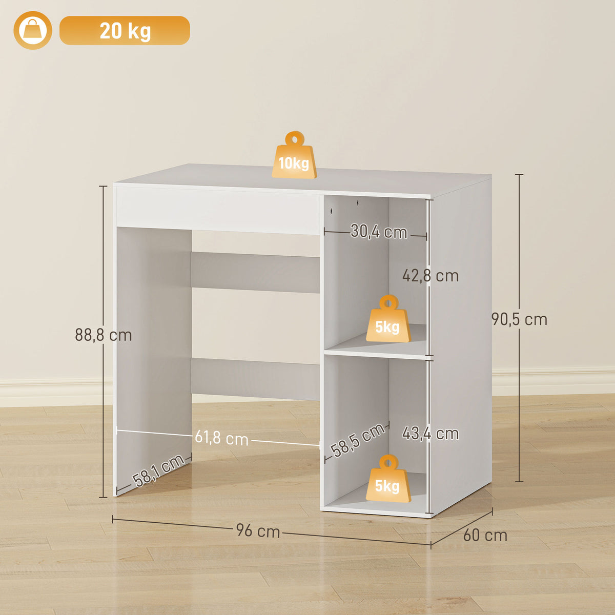 Mueble para lavadora, armario para lavadora y secadora con 2 compartimentos abiertos, 96 x 60 x 90,5 cm, blanco